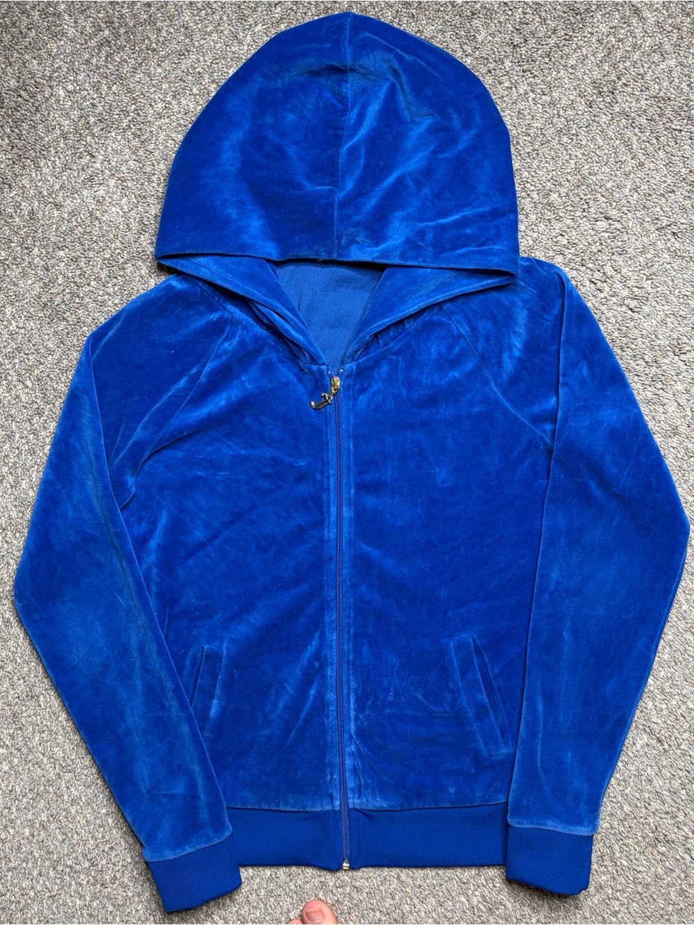 Vintage Y2K juicy Couture Blue Velour Full Zip Hoodie Athleisure Cute